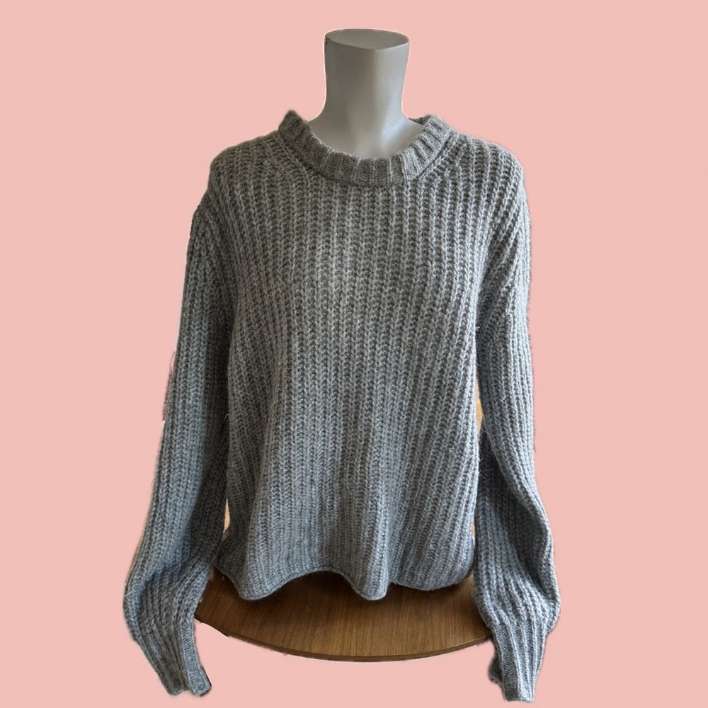 Acne Studios Grey Chunky Knit Sweater Wool Alpaca Blend Long Sleeve